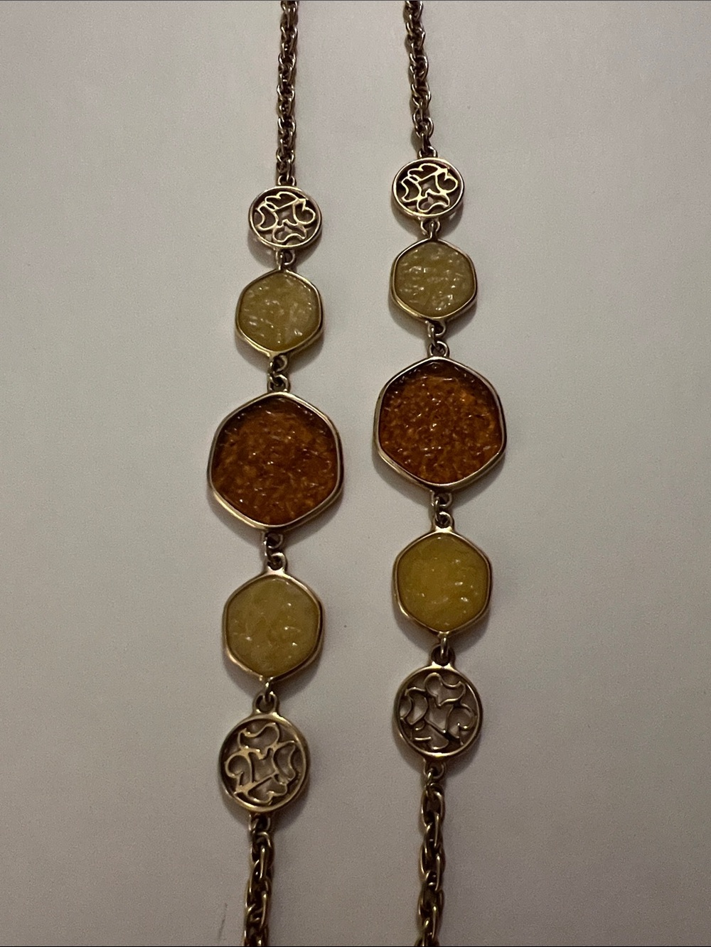 Vintage Sarah Coventry Gold-Tone Necklace with Amber and Yellow Resin Stones